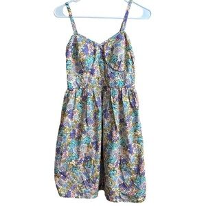 Red Camel Multi Color Floral Spaghetti Strap Sweetheart Neck MIDI Dress Sz M